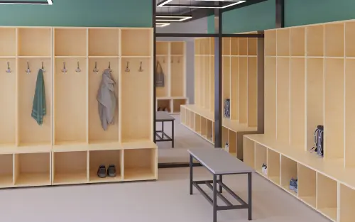 SOB - 180 - 80 šatní skříň s botníkem, otevřená, 1800x800x300/600 mm, korpus dub bardolino, police žlutá odio