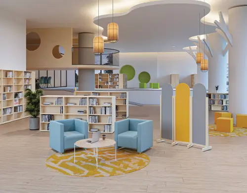 ATMOSFERE ROUND 116, dřevěný 3-dílný paraván, mobilní, výška 1600 mm, rám dub bardolino, výplň šedá