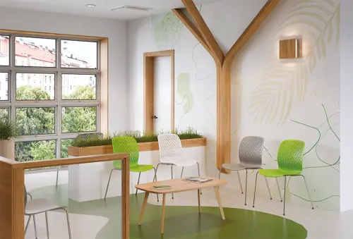 SKY, židle plastová, kostra chrom, oranžová