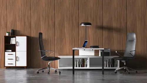 AURA LUX - AL, křeslo kancelářské, kříž ALU, černá kůže