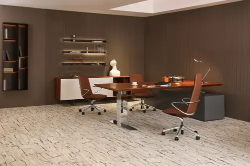 AURA LUX - AL, křeslo kancelářské, kříž ALU, hnědá kůže