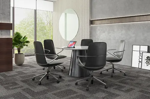 AURA MEETING, křeslo kancelářské, kříž ALU, černá kůže