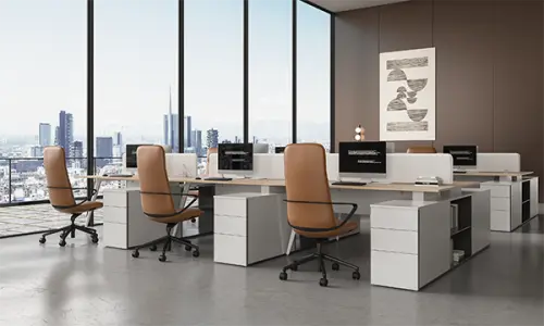 AURA LUX - BLACK, křeslo kancelářské, kříž černý, hnědá kůže