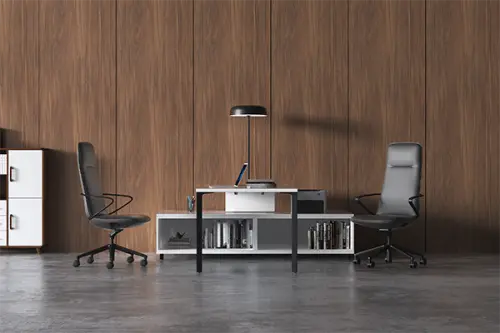 AURA LUX - BLACK, křeslo kancelářské, kříž černý, šedá kůže