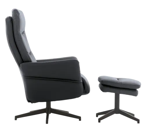 SIESTA - relaxační křeslo s podnožkou, ekologická kůže šedá