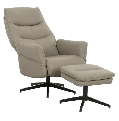 SIESTA - relaxační křeslo s podnožkou, ekologická kůže latté