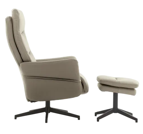 SIESTA - relaxační křeslo s podnožkou, ekologická kůže latté