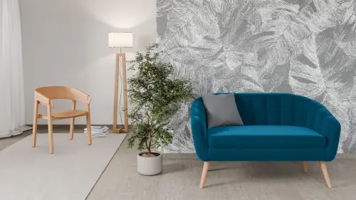 Amelie - 1, křeslo, dřevěné nohy přírodní, látka modrá