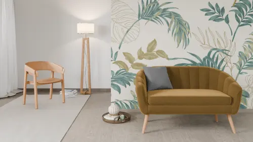 Amelie - 1, křeslo, dřevěné nohy přírodní, látka zlatohnědá