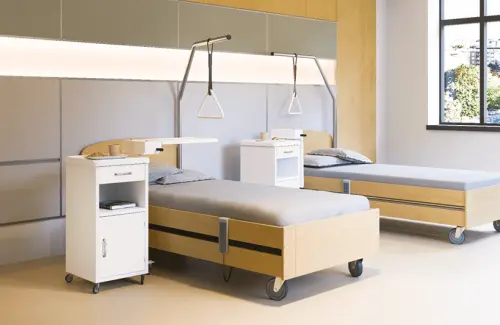 NSK 01, noční stolek s ABS výsuvnou deskou, jednostranný, kovový, barva bílá