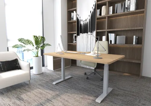 Fleximax 27-12 výškově nastavitelný stůl, kovová podnož stříbrná, deska 25 mm, široký 1200 mm, antracit