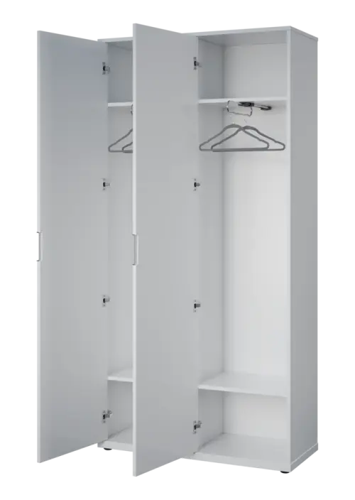 KSR6-81 L skříň šatní, 2x výsuvné ramínko, 2053x1022x400 mm, provedení levé, bílá sněžná/černá