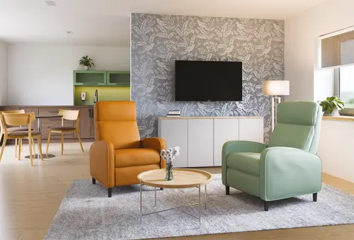 HAVAJ, křeslo polohovací, ekologická kůže světlá káva