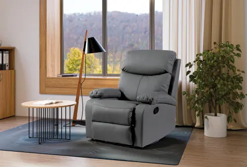 SAMBA, křeslo polohovací, ekologická kůže šedo-zelinkavá