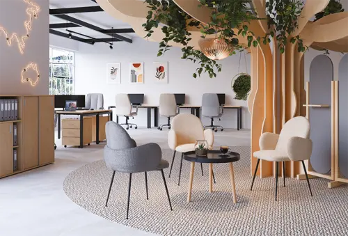 TEDDY, konferenční křeslo, kovové nohy černé, buklé, krémová