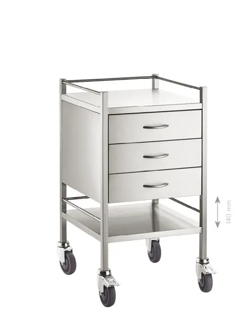 MEDICART 35, zdravotnický vozík, 490x490x900 mm, nerez