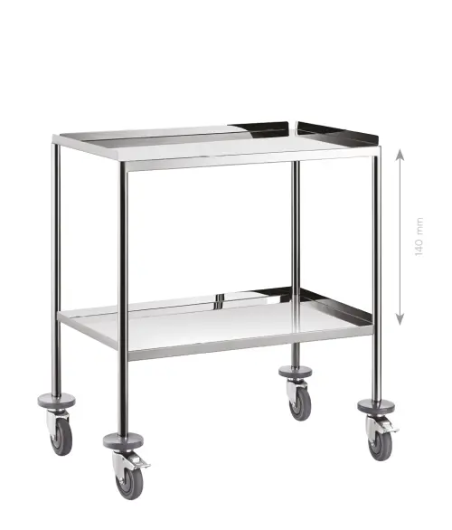 MEDICART 72, instrumentační vozík, 750x450x865 mm, leštěný nerez