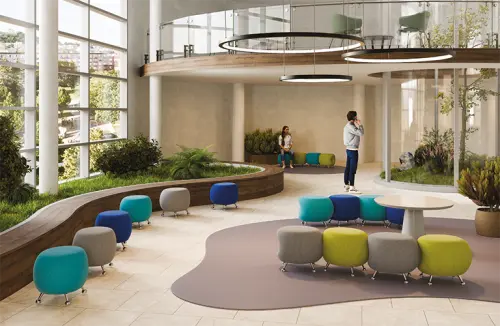 MARSHMALLOW, taburet, tyrkysová látka