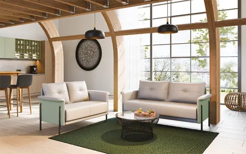 LIPARI - 3, 3-sed, ekokůže šedá/zelená