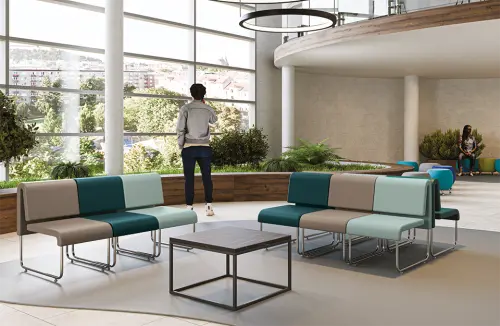 FLEXI LOUNGE, židle, ekokůže pastelově modrá