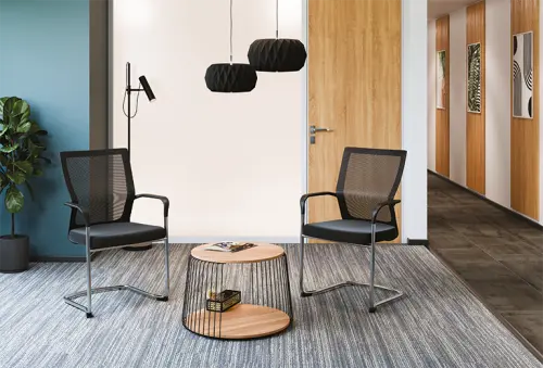 ROUND 90, konferenční stolek, kostra černá, dub přírodní