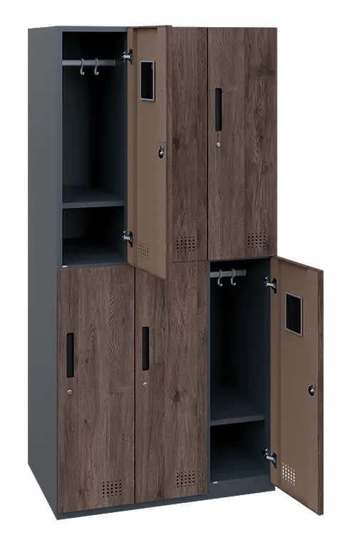 WOODMETAL 906 skříň 6-boxová, 1850x900x500 mm, antracit/ořech