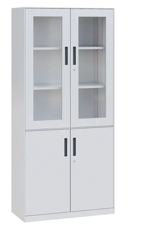 SLIM CONCEPT 01 skříň kovová prosklená, 1950x900x400 mm, bílá/úchytka antracit