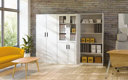 SLIM CONCEPT 01 skříň kovová prosklená, 1950x900x400 mm, bílá/úchytka antracit