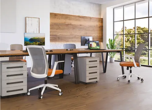 PKK - 4  kontejner kovový pojízdný, 4-zásuvkový, stříbrný/úchytka antracit