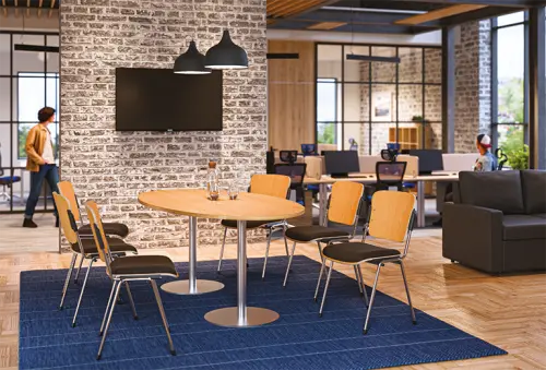 DELTA, židle konferenční, skořepina buk, látka černá, podnož chrom