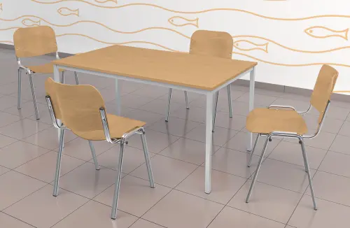 JPT 80 Jídelní stůl 800 x 800 mm, deska bílá / podnož černá