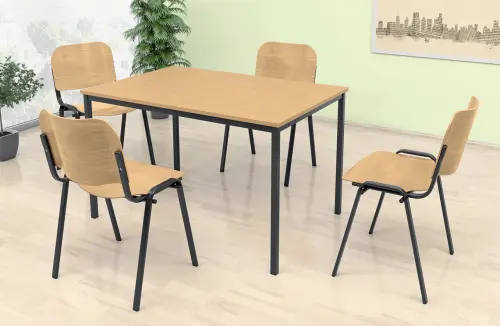 JPT 80 Jídelní stůl 800 x 800 mm, deska bílá / podnož stříbrná